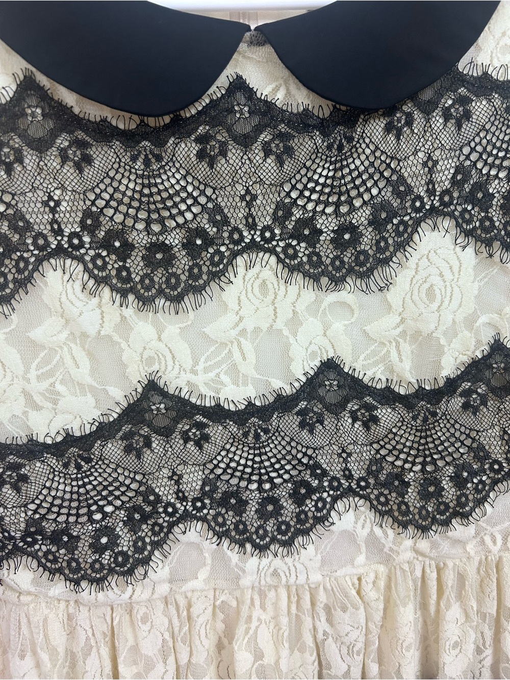 Dainty Jewells Black & Cream Lace Peter Pan Collar Midi Dress - Picture 5 of 5